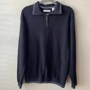 Turnbury Mens Sweater Size Small Cotton Quarter Zip Pullover Blue Long Sleeve